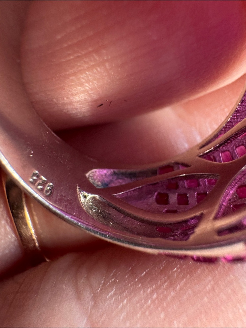 Stunning lab created domed ruby ring set in Sterling silver - Picture 13 of 15